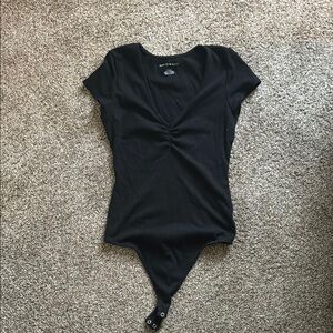 American Eagle Black Short Sleeve Bodysuit